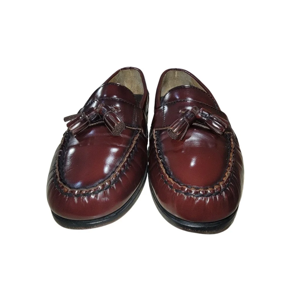 Johnston & Murphy Hayes Men's Tassel Loafers 10.5 M Burgundy Leather Dress Shoes